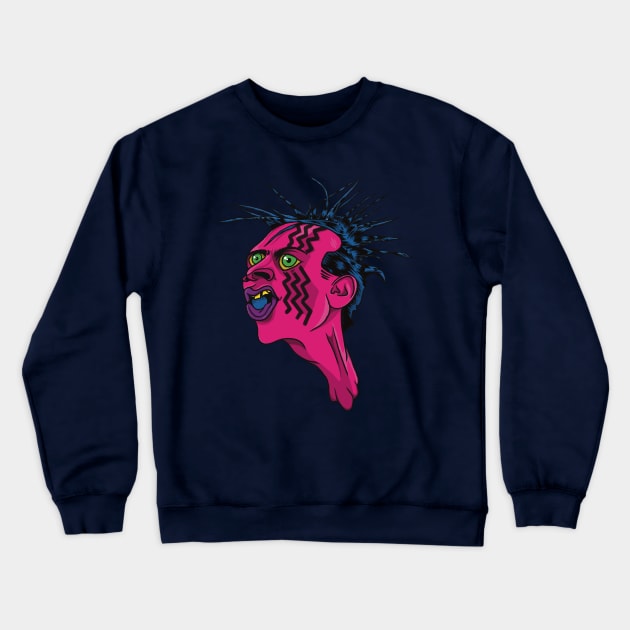 Street Punk Pink Crewneck Sweatshirt by punkcinemaart